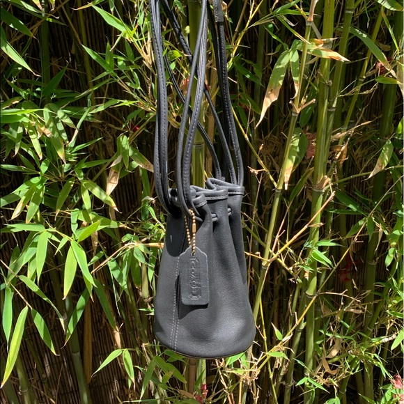 RARE vintage COACH 4144 Littleton mini black leather drawstring shoulder bag - Picture 4 of 15